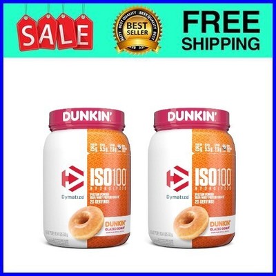 Dymatize ISO100 Hydrolyzed Whey Isolate Protein Powder 25g Protein Dunkin' 2pack