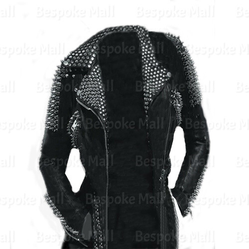 Pre-owned Handmade Woman's Punk Unique Black Silver Spiked Studded Cow Girl Leather Jacket-836