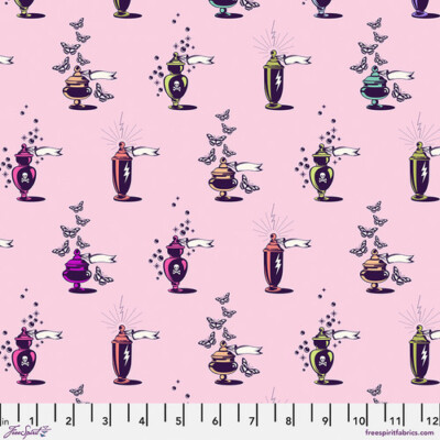 NEW! TULA PINK NIGHTSHADE DEJA VU APOTHECARY IN NERIUM HALLOWEEN FABRIC 1/2 YD