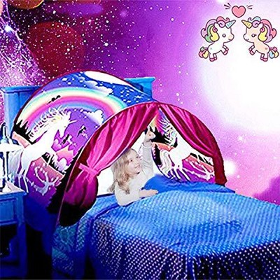 Kids Dream Bed Tent Twin Size - Deluxe Space Adventure & Dinosaur Unicorn