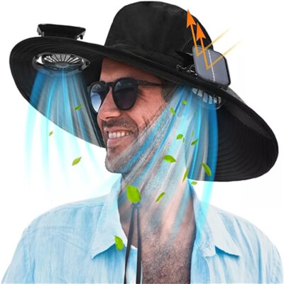 Outdoor Solar Fan Camping Fishing Hiking Hat ,Sunscreen Sun Hat With Dual Fans