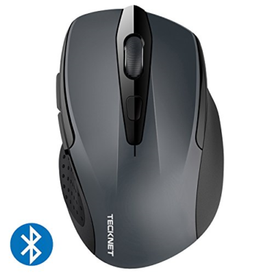 TECKNET 2600DPI Bluetooth Wireless Mouse, 12 Months Battery Life with Grey