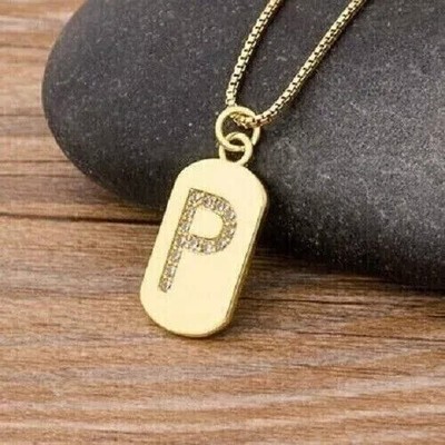 1Ct Round Lab Created Diamond 14K Yellow Gold Plated Initial ''P'' Letter Pendant