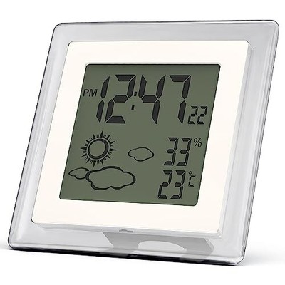 Digital Alarm Clock Battery Operated Small Alarm Clock Foldable Travel White