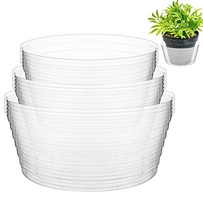 15 Pieces Plastic Plant Saucer 6 Inch 8 Inch 10 Inch Clear Deep Drip Tray Thi...
