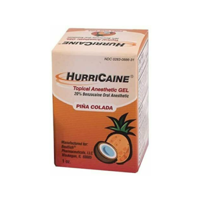 HurriCaine 20% Benzocaine Topical Anesthetic Gel Piña Colada Flavored 1 Ounce