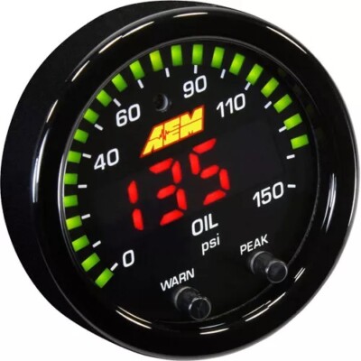 AEM X-SERIES Oil Pressure LED 52mm Gauge Kit 0~150PSI / 0~10BAR # 30-0307