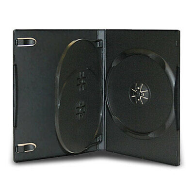 5 Standard Black 14mm Triple 3-DISC CD DVD R Movie Box Storage Case