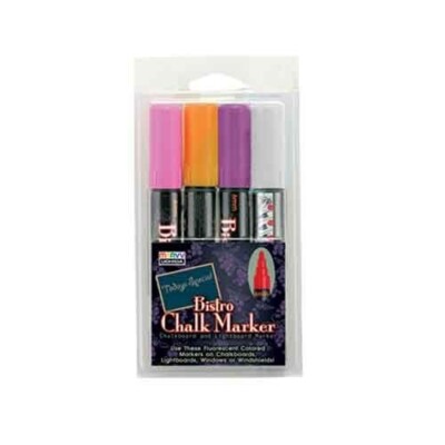Marvy Uchida Bistro Chalk Marker 4/Pk Set B Colors Broad Tip Office School Art