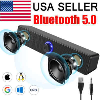 Stereo Bass Sound Computer Speakers 3.5mm USB Wired Soundbar for Desktop Laptop