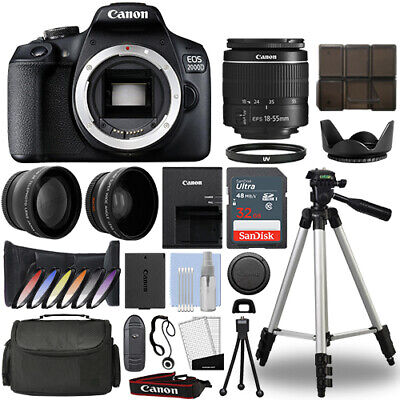 Canon EOS 2000D / Rebel T7 DSLR Camera + 18-55mm 3 Lens Kit+ 32GB Best Value (Best Canon Eos Dslr Camera)