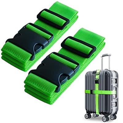 2 PCS Luggage Strap 78'' x 2'' Suitcase Belts Wide Adjustable Packing 2pcs Green