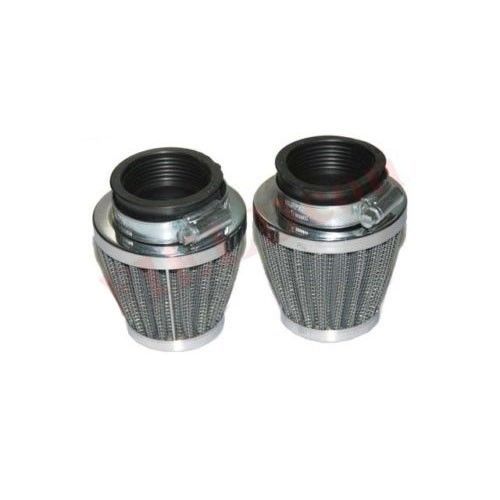 Set Conical Power Air Filters Chrome Back Yamaha RD350 2 Units Clamp on 