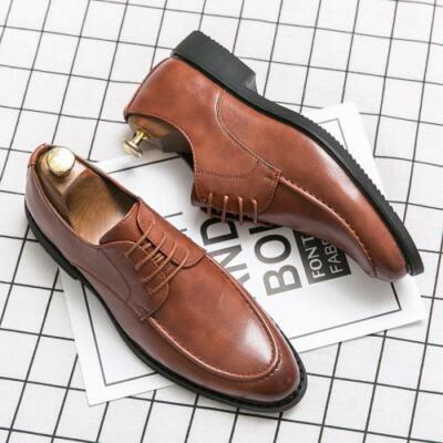 Details about / Mens Low Top Faux Leather Business Shoes Pointy Toe Oxfords Lace up Party Club L