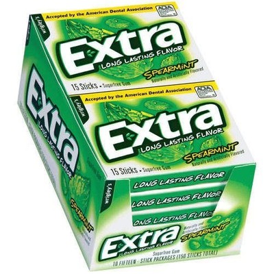 UPC 022000221919 product image for Extra Spearmint Gum - 15 Piece Pks. - 10 Ct. | upcitemdb.com