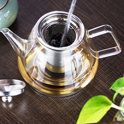 ToYo Hofu Heat Resistant Borosilicate Clear Glass Tea Pot Induction Kettle with