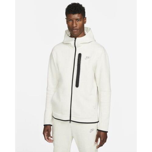 

Мужская флисовая худи с молнией во всю длину Nike Tech White Heather DD4688-100, Белый