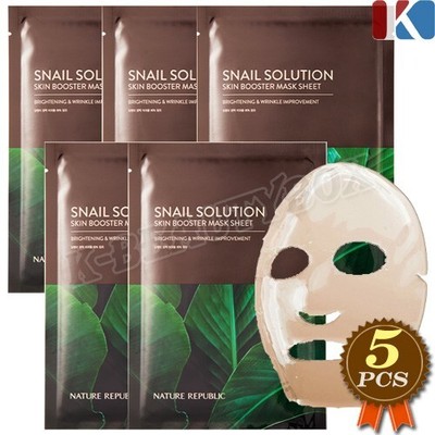 NATURE REPUBLIC Snail Solution Skin Booster Mask Sheet 25g x 5pcs Premium Mask