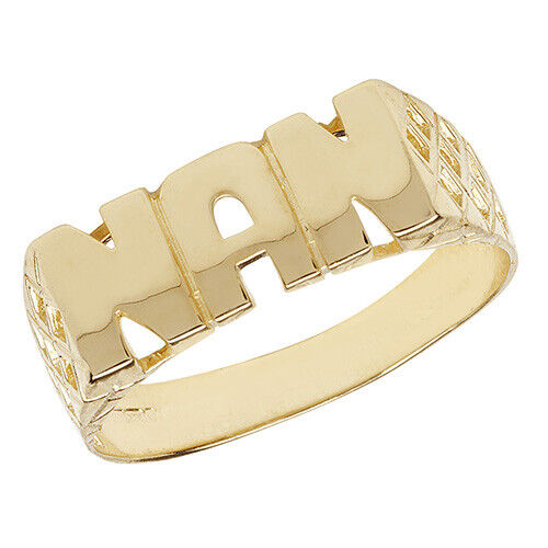 Nan Ring 9ct Yellow Gold Hallmarked Sizes J - S British Made Nan Ring 9ct Yellow Gold Hallmarked Sizes J - S British Made