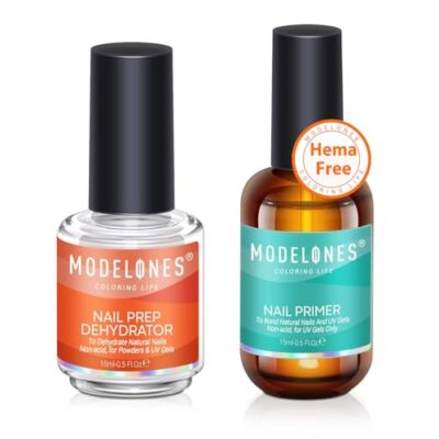 modelones 15 ml Nail Dehydrator and Primer, Acid Free Natural Nail Prep Dehyd...