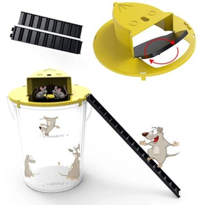 HUMANE Mouse-Rat-Rodent Trap ''Flip & Slide'' 5 Gallon Bucket Lid Multi Catcher