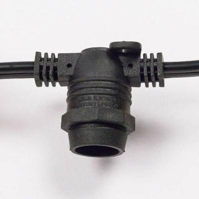 (Cord Only) 25 Socket Outdoor DIY String Light 29 FT Black Cord w/ E12 C7 Base