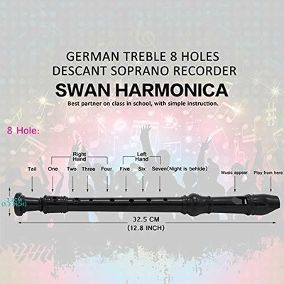 Descant Recorder 8Hole Soprano Kids Music Flute With Cleaning Rod And Case Bag