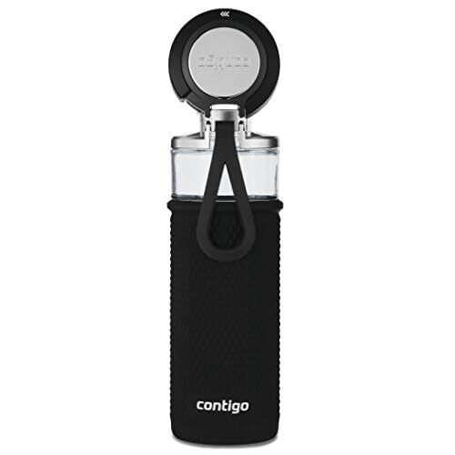 Contigo Glass Water Bottle with a Quick-Twist Lid, 20 oz, Licorice