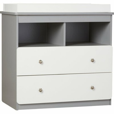 Diaper Changing Table Baby Nursery Dresser Organizer Storage Drawer Gray White