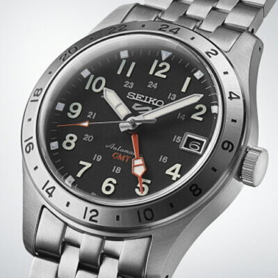 Pre-owned Seiko 5 Sports Sbsc011 Field Gmt Auto Black Watch