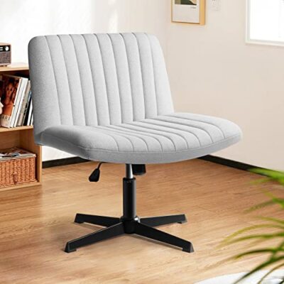 No Wheels, Armless Wide Swivel Home Office Desk Chair