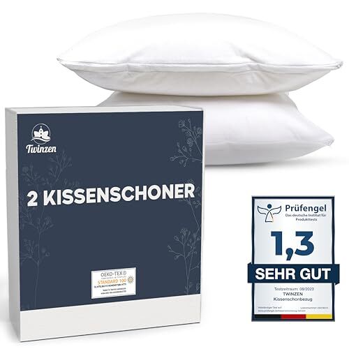 Kissenschoner - 2er Set Wasserdichter Kissenbezug Schutz Mit ReiÃVerschluss WeiÃ