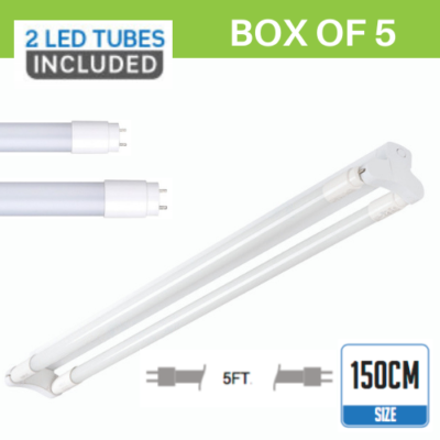 5 X 5FT Fluorescent Light Fittings T8 LED Tube Twin Batten 150cm Retrofit