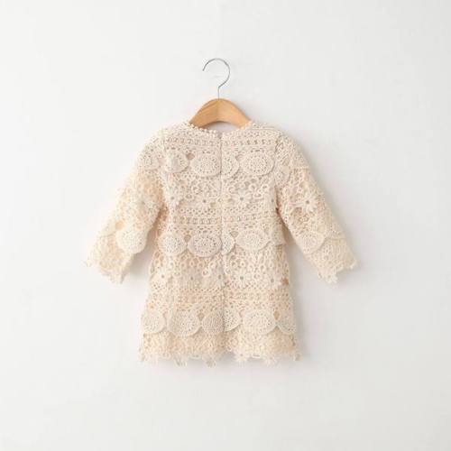 Girl Crochet Beige Ivory Dress Baby Princess Birthday Children Dress