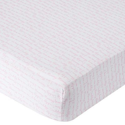 UPC 717851429828 product image for Babies R Us Knit Crib Sheet - Pink Script | upcitemdb.com
