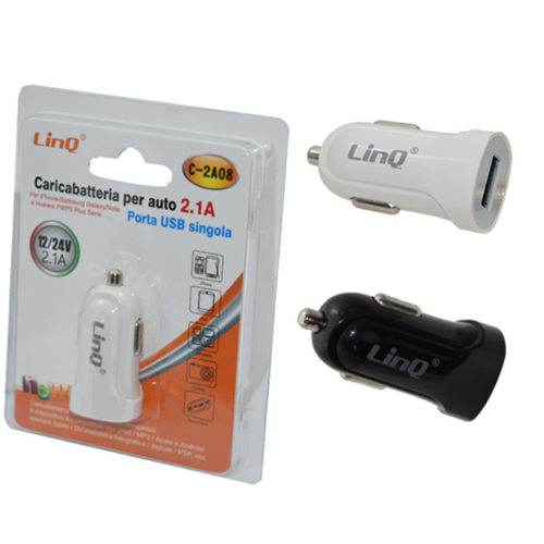 Alimentatore Caricabatterie Auto Usb 2.1A Linq C-2A08