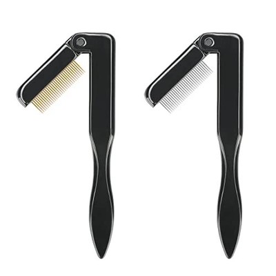 2PCS Folding Eyelash Comb Eyebrow Comb Metal Teeth Professional Tool for Defi...
