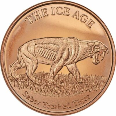 1 oz Copper Round - Saber Tooth Tiger