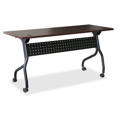 Lorell Mahogany Flip Top Training Table - Rectangle Top - Four Leg Base - 4 Legs