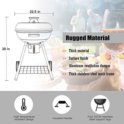 TACKLIFE Charcoal Grill, 22.5 inch Portable Advanced Grill with Digital Cleaning