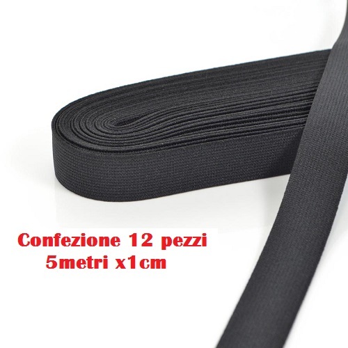Set 12 Elastico Biancheria Mutande Boxer Cucito Nero 5mx1cm moc
