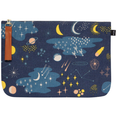 NOW DESIGNS DANICA STUDIOS COSMIC FOLIO BAG NAVY COTTON LARGE 7002108 MOON STARS