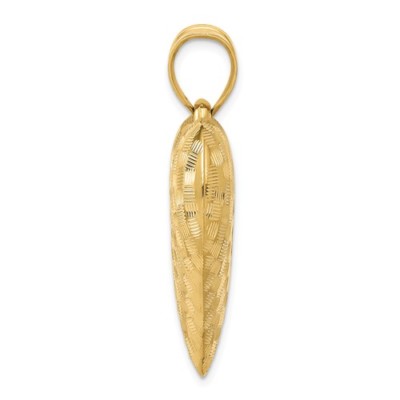 Pre-owned Wishing For Claudia 14k Yellow Gold 1.5 Inch Large Weave Textured 3-d Puffed Heart Pendant Charm