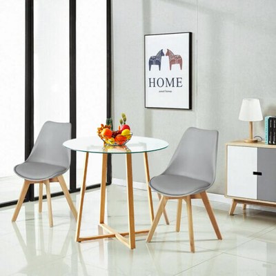 Pack 2/4 sillas escandinava Estilo con Mesa Redonda de Cocina Mesa de Cristal
