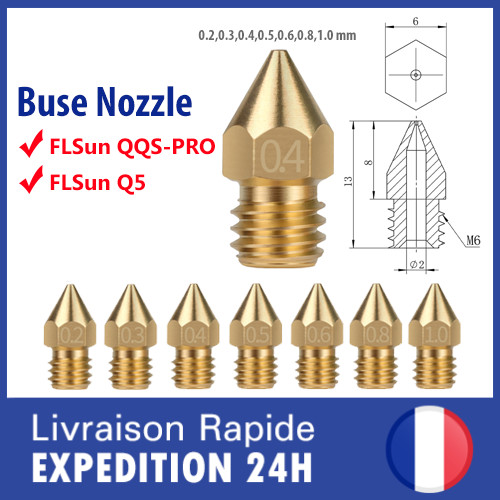 Buse Nozzle Pour Flsun Qqs-Pro / Flsun Q5 Imprimante 3d Printer Laiton Brass