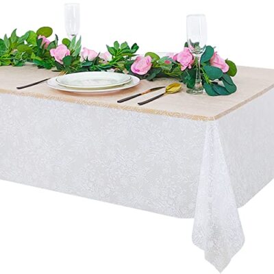 2 Pcs Plastic Lace Tablecloth Spillproof White Lace Tablecloth 54 X 108 Inches L