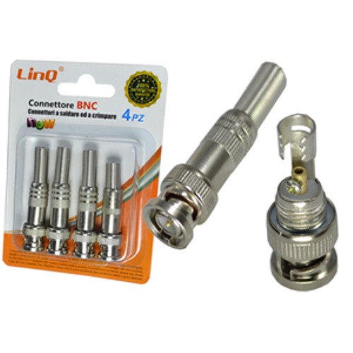 Adattatore Coassiale Video Spina Bnc A Presa Rca Singola Set 4 Pezzi Bnc-A4