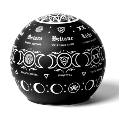 Alchemy Gothic Pagan Calendar Symbols LED Globe Light Etched Black Glass LED3