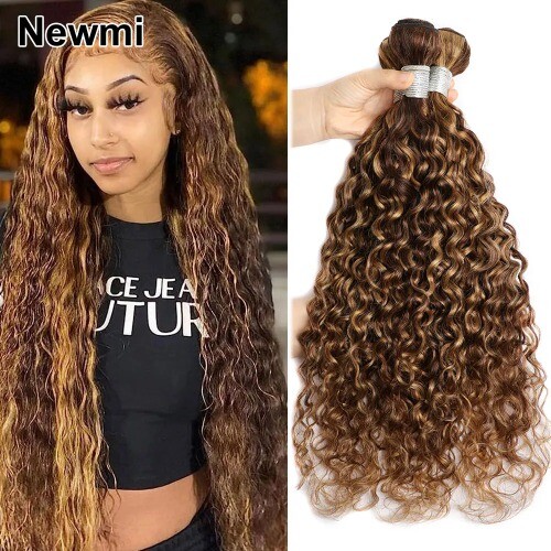 Highlight Water Wave Bundles Human Hair Ombre Brown Hair Highlight Honey Blonde 