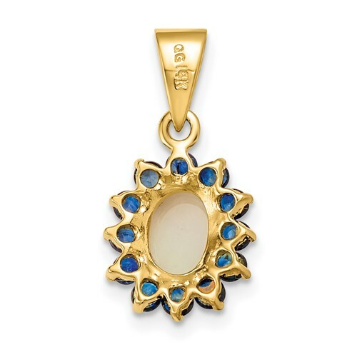 Pre-owned Superdealsforeverything Real 14kt Yellow Gold Genuine Opal And Sapphire Pendant